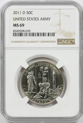 2011-D 50c United States Army Commemorative Half Dollar NGC MS69 - Image 1 of 4