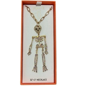 "Collar esqueleto dorado con diamantes de imitación Piper K 32"" + 3"" colgante colgante brillante" - Imagen 1 de 6