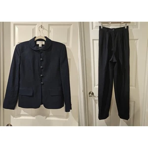 Jones New York Damen Woll Anzug Set Größe 4 Marineblau Blazer Hose Karriere - Bild 1 von 12
