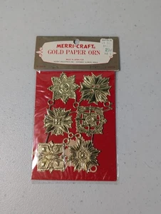 Vintage Merri-craft Gold Paper Ornament Made In Japan New/Sealed #1355-6 - Picture 1 of 9