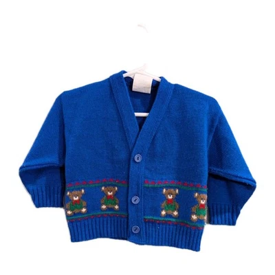 De Colección Navidad Cárdigan Tejido Suéter 24m Niño Pequeño Niños Oso de Peluche Retro EE. UU. 90s Foto 1 de 4