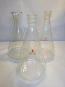 Lot Of 3 Ace Kimax USA 2000ml Filter Erlenmeyer flask No. 27065 Govt Surplus Lab - Picture 1 of 7