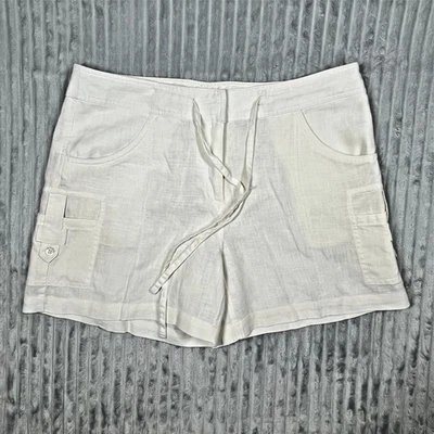 Tommy Bahama Relax Linen Cargo Shorts Women's 8 White Preppy Beach Resort Vacay - Image 1 of 4