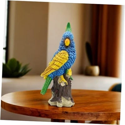 Escultura colorida de papagaio, estatueta de pássaro de resina interna e externa papagaio colorido - Imagem 1 de 4