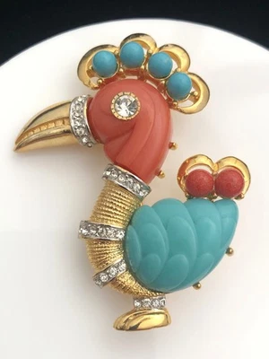 Rare Vintage Signed HATTIE CARNEGIE Lucite Dodo Bird Figural Brooch Pin - Image 1 of 4