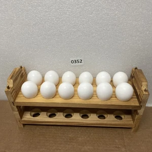 Wooden Egg Holder Set of 2 Stackable Countertop Egg Collecting Rack Holds 24 - Picture 1 of 10