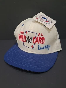 Vintage New York Yankees 1995 Wild Card Mütze weiß Druckknopflasche signiert Don Mattingly  - Bild 1 von 8
