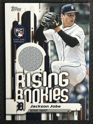 2025 Topps Update Series Rising Rookies Relic Jackson Jobe RC PW Jersey Tigers - Image 1 of 3