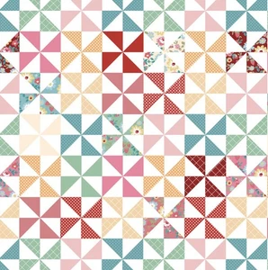 HOPSCOTCH and FRECKLES ~ PINWHEELS on White ~ Poppie Cotton ~ Cheater Quilt BTY - Bild 1 von 2