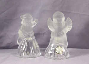 Engel Weihnachtsglocken Weihnachten kristallklar Vintage Milchglas 5" hoch 2er Set - Bild 1 von 13