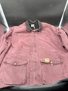 VTG Carhartt Chore Coat Mens RARE 4XL Burgundy Duck Canvas C08BRG Union USA Made - Picture 1 of 8