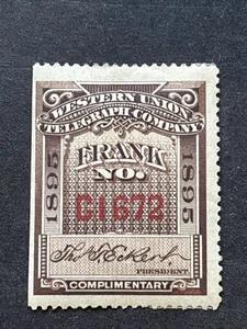 55698 USA Stamp US Sc# 16T25 1895 Revenue Telegraph Western Union MHROG SP* - Picture 1 of 2