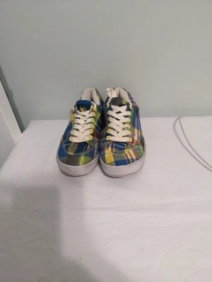 Tênis da moda feminino polo Assn tamanho 7.5 multicolorido tecido xadrez EUA - Imagem 1 de 4