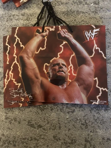 vintage wwf holiday gift bag , Stone Cold Steve Austin  , 90s Titan Sports Cover