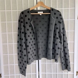 Elle open front cardigan polka dots gray black size XL - Picture 1 of 14