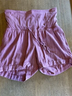 Old Navy Womens Maternity Pink Shorts S Linen Rayon Viscose Tie Super Light Soft - Image 1 of 4