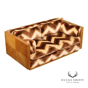 Bernhardt Mid Century Modern Chevron Box Loveseat - Picture 1 of 16