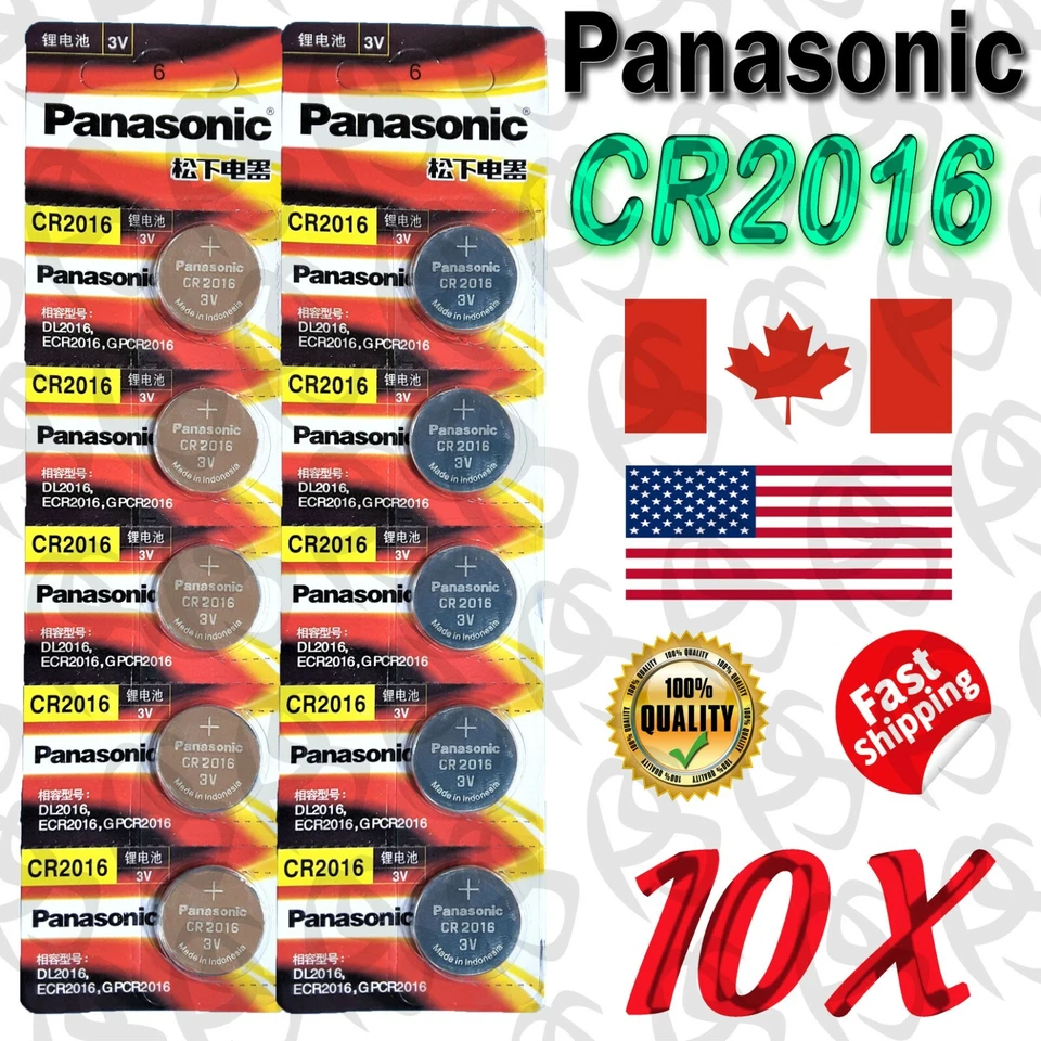 10 pcs Panasonic CR2016, BR2016, DL2016, 3V, cell Lithium Battery. EXP 2030 - Imagem 1 de 1
