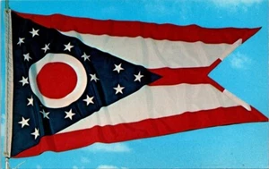 Ohio's State Flag on Pole Postcard - Picture 1 of 2