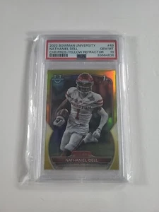 2022 Bowman Chrome University Nathaniel Tank Dell Yellow Refractor PSA 10 Pop 1  - Picture 1 of 4