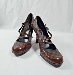 Nine West Brown Patent Leather Mary Jane Heels Size 8M/38 - Bild 1 von 12