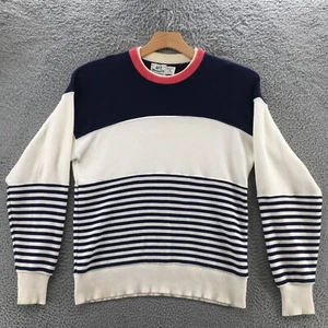 Van Heusen 417 Pullover Sweater Mens Medium Multicolor Cotton Stripe Long Sleeve - Picture 1 of 18