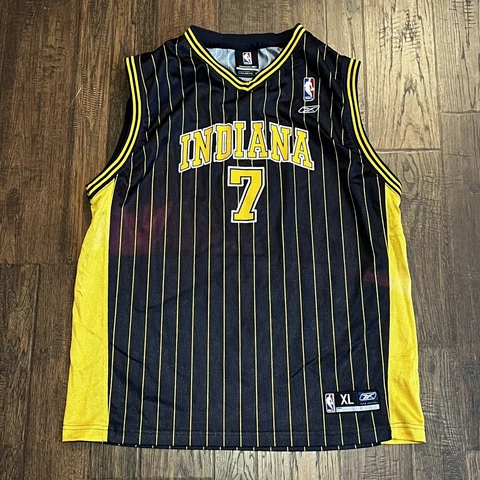 Indiana Pacers Jermaine O’Neal Pinstripe NBA Jersey #7 Reebok Boys Youth Size XL Cover