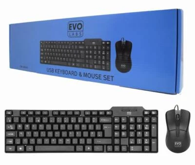 USB Keyboard and Mouse Combo Set Wired / UK Retail Boxed Qwerty / Black Colour - Image 1 of 2