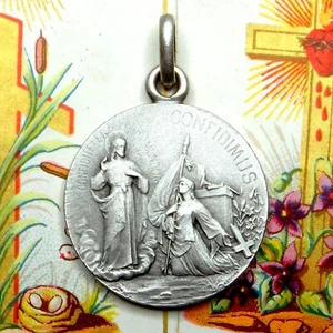 Jesus "Confidimus" von Tricard. Antiker religiöser Anhänger. Große Silbermedaille. - Bild 1 von 5