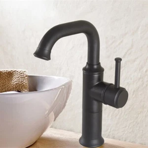 Matte Black Bathroom Basin Sink Mixer Faucet Deck Mount Tap 1 Handle 8nf732 - Picture 1 of 8