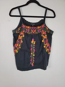 Camiseta sin mangas bordada Lucky Brand Boho Cottagecore Y2K psicodélica años 70 Fairy GT - Imagen 1 de 6