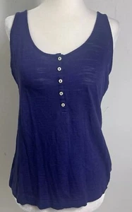 Vtg Banana Republic Y2K Henley Tank Top Small Blue Modal Cotton 1990s Bella Swan - Picture 1 of 9