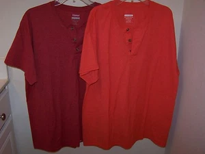 Lot of Men's Hanes T-Shirts 2 PC LG Classic Fit Red / Orange Solid Colors - Picture 1 of 7