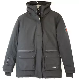 Superdry City Padded Parka Puffer Jacket in Black - Women's Size 8 - Picture 1 of 10