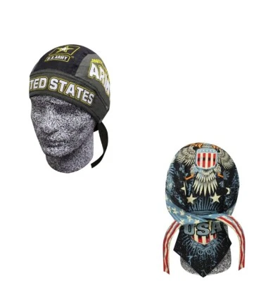 Lot of 2 US Army and American Iron Doo Rag Headwrap Skull Cap Durag Sweatband - Image 1 of 4