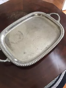 SilverPlated Weighted Serving Tray with Feet by Leonard. - Picture 1 of 2