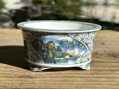 Японский круглый горшок бонсай Shohin ручная краска TAIGADOU 3,5 дюйма - Изображение 1 из 4