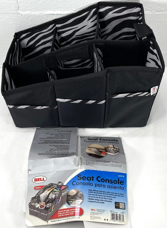 Auto Car Seat Zebra Organizer Storage Multi compartment Bag Holder 9x8x13" in - Изображение 1 из 4