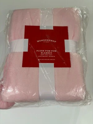Wondershop at Target 66" X 90" Plush Pom Pom Blanket - Pink - Image 1 of 3