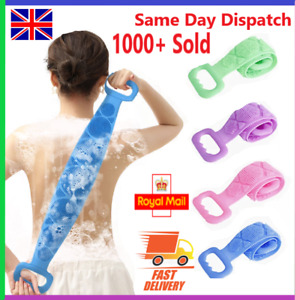 Silicon Long Body Cleaning Double Sided Back Scrubber Bath Shower Belt Brush UK