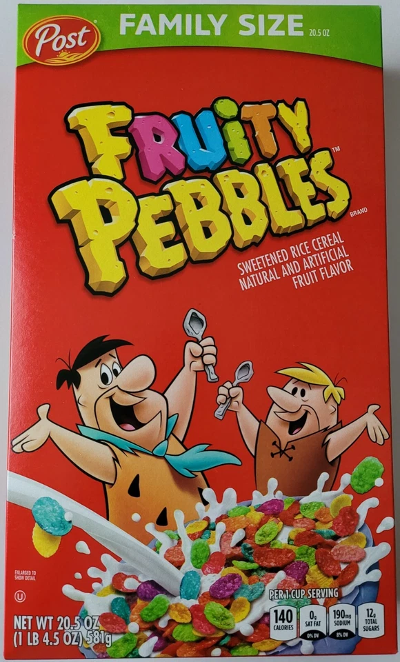 全新 POST FAMILY SIZE FRUITY PEBBLES CEREAL 19.5 盎司盒装 — 第 1/1 张图片
