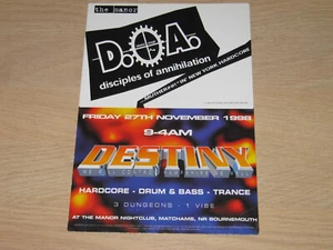 DESTINY / DOA - MATCHAMS - LENNY DEE RAT PACK BRISK  - 1998 RAVE CLUB FLYER (A5) - Imagen 1 de 2