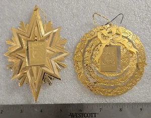 Vintage Franklin Mint  Gold Christmas Ornament 1939 And Free One  - Picture 1 of 7