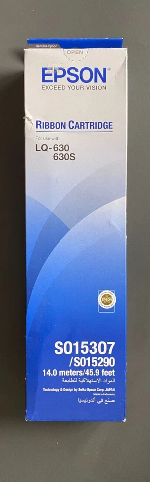 Genuine Epson Ribbon Cartridge - BLACK S015307 / LQ-630 LQ-630S (INC VAT) - Image 1 of 1