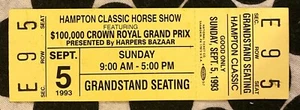 HAMPTON CLASSIC HORSE SHOW - TICKET - SEPT 5, 1993 - Picture 1 of 1