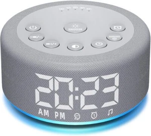 【3 in 1】 Sound Machine Alarm Clock Night Light White Noise Gray, - Picture 1 of 7