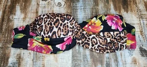 Victoria's Secret trägerloses Bandeau-Bikinioberteil Leopard Tier Blumen Schwimmen Gr. 32A - Bild 1 von 5