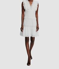 Stellah Women's White Sleeveless V-neck Lace Linen Mini Dress Size M