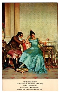 Pintura de coqueteo en el restaurante Haussner en Baltimore Maryland postal - Imagen 1 de 2