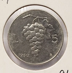 1950 Italy 5 Lire - SKU-F4957 - Picture 1 of 2